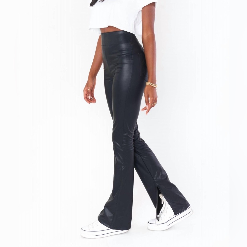 Show me your Mumu Nashville Pull On Highwaist Flare in Black Faux Leather